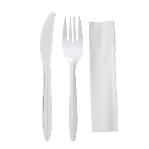 [200B-CTS] PP A200 knife 2.5g,fork 2.5g,8''*10'' + napkin 1-ply  3 in1 kit