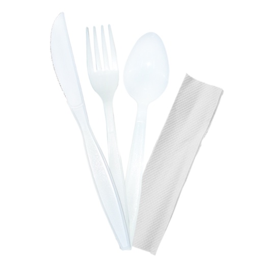 [600B-CCTS] Kit de Cubiertos de 18cm (Cuchillo, Cuchara, Tenedor, Servilleta) 250pc